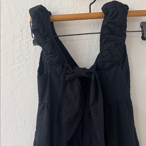 Old Navy Fit & Flare Black Midi Dress Seersucker Tie Back Small - Picture 7 of 7